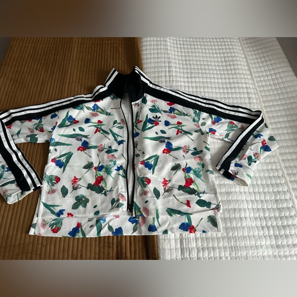 Adidas track jacket flower print like new
